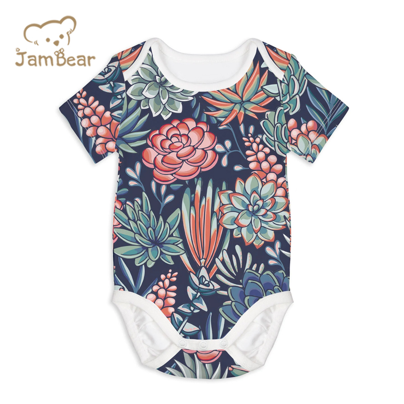 Jambear organic cotton baby romper for Newborn Baby printed Bodysuit organic baby clothes summer infant romper