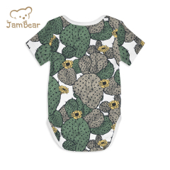 Jambear Baby printed Bodysuit organic baby clothes short sleeve button romper organic cotton newborn onesie