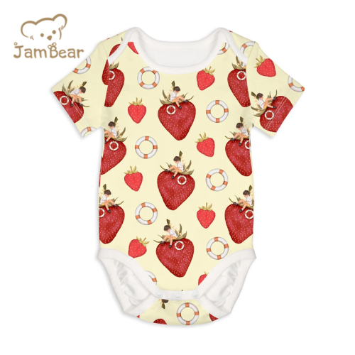 Jambear organic cotton baby romper for Newborn Baby printed Bodysuit organic baby clothes summer infant romper