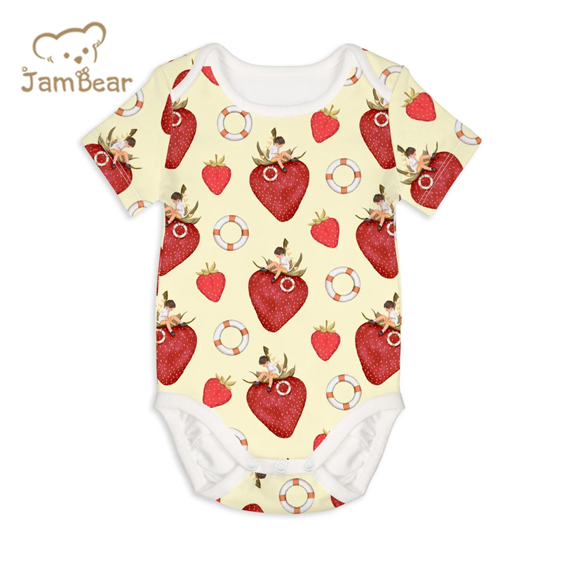 Jambear organic cotton baby romper for Newborn Baby printed Bodysuit organic baby clothes summer infant romper