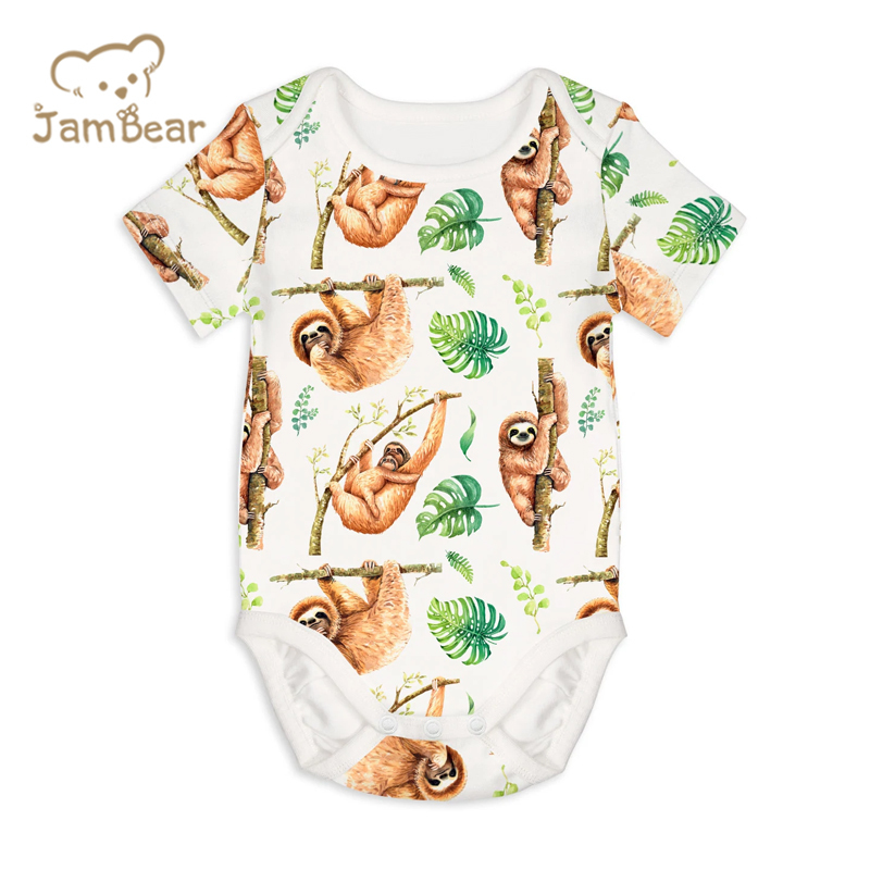Jambear organic cotton baby romper for Newborn Baby printed Bodysuit organic baby clothes summer infant romper
