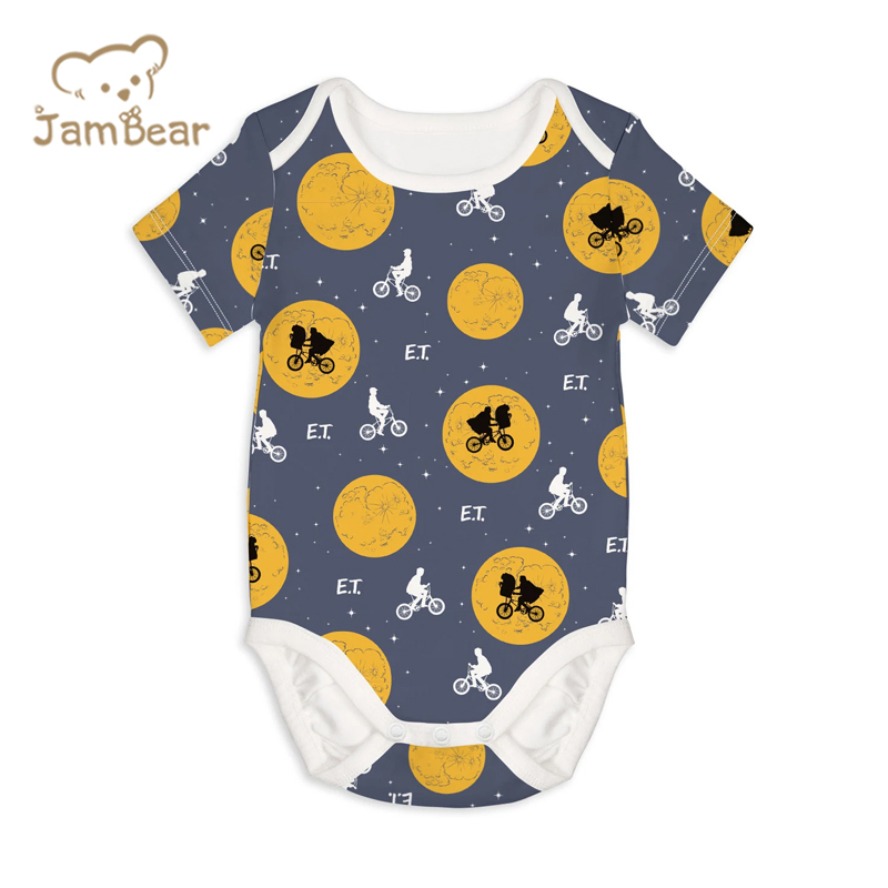 Jambear Baby printed Bodysuit organic baby clothes short sleeve button romper organic cotton newborn onesie