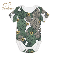 Jambear Baby printed Bodysuit organic baby clothes short sleeve button romper organic cotton newborn onesie