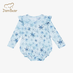 JamBear Ruffled Long Sleeve Bubble Romper Organic bamboo newborn sleepsuit Organic baby clothes newborn girl bodysuit