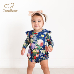 JamBear Ruffled Long Sleeve Bubble Romper Organic bamboo newborn sleepsuit Organic baby clothes newborn girl bodysuit