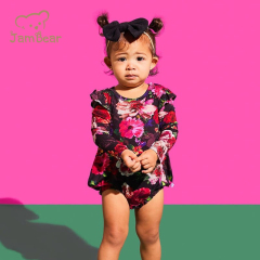 JamBear Ruffled Long Sleeve Bubble Romper Organic bamboo newborn sleepsuit Organic baby clothes newborn girl bodysuit