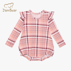 JamBear Ruffled Long Sleeve Bubble Romper Organic bamboo newborn sleepsuit Organic baby clothes newborn girl bodysuit