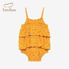 Jambear baby twirl bodysuit Sleeveless Ruffled Bubble Romper bamboo Infants onesie summer baby romper