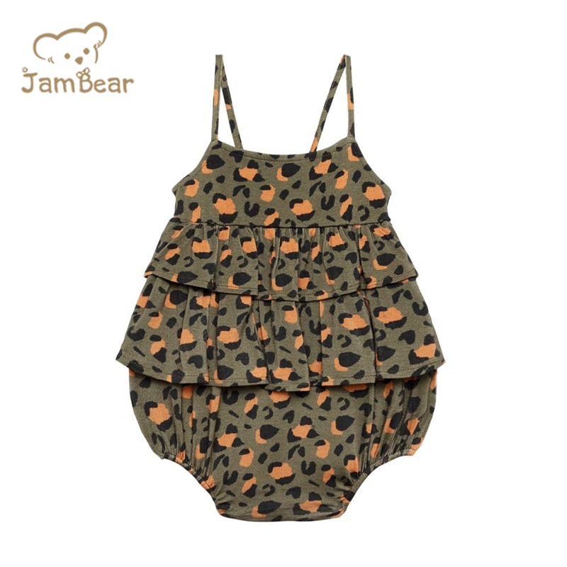 Jambear baby twirl bodysuit Sleeveless Ruffled Bubble Romper bamboo Infants onesie summer baby romper