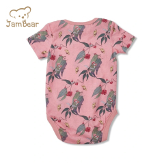 JamBear Button short Sleeve Cotton Romper Organic Baby Clothes newborn Organic Cotton Bodysuit