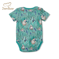 JamBear Button short Sleeve Cotton Romper Organic Baby Clothes newborn Organic Cotton Bodysuit