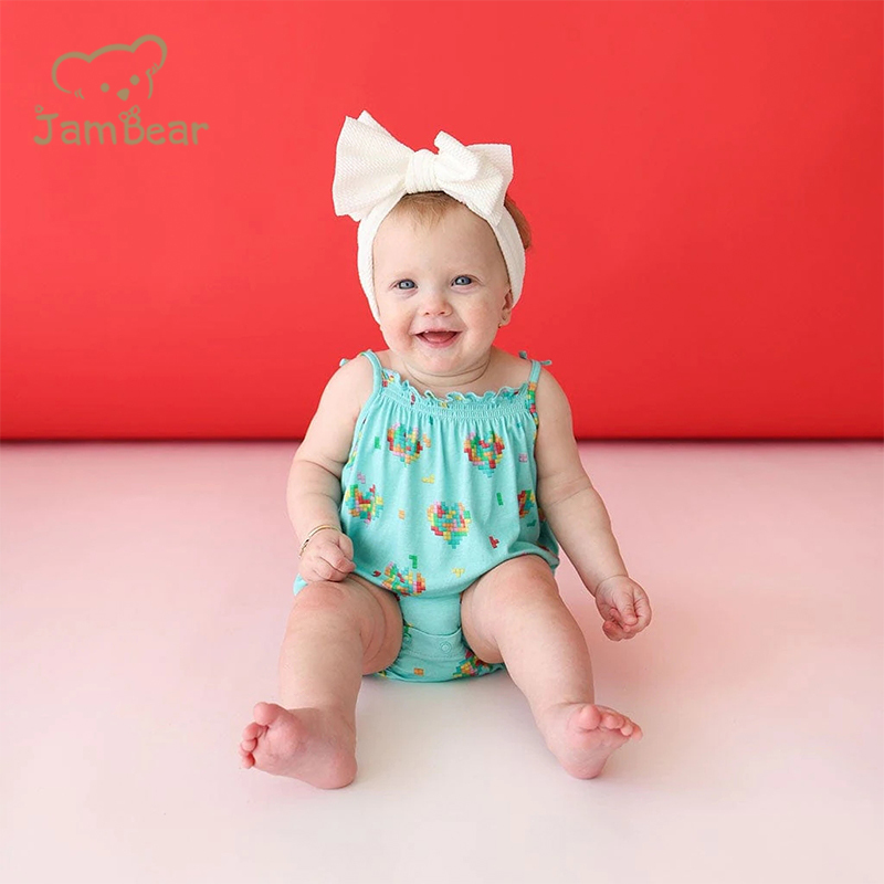 Organic bamboo bubble romper sustainable sleeveless romper baby summer eco friendly singlet romper