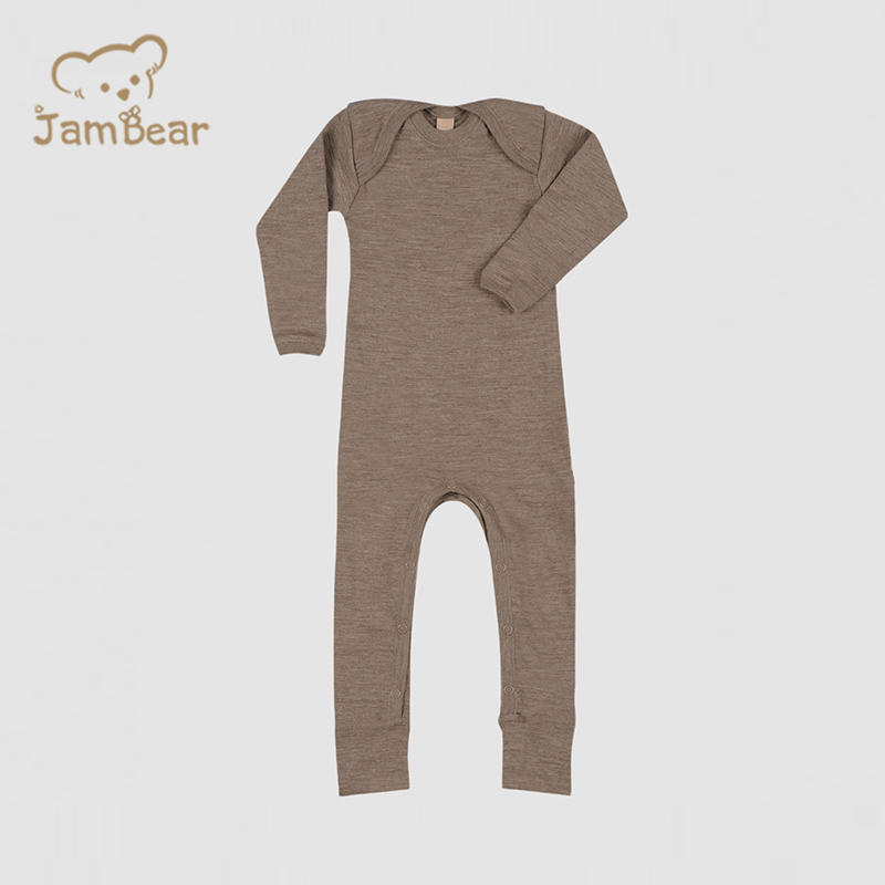 Organic merino knit baby onesie sustainable merino baby romper long sleeve eco friendly organic knitted baby romper