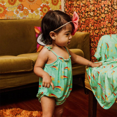 Organic bamboo bubble romper sustainable sleeveless romper baby summer eco friendly singlet romper