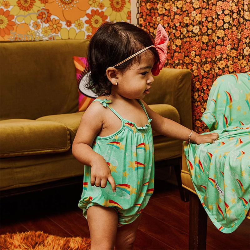 Organic bamboo bubble romper sustainable sleeveless romper baby summer eco friendly singlet romper