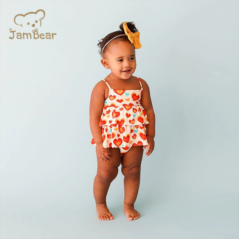 Organic bamboo bubble romper sustainable sleeveless romper baby summer eco friendly singlet romper