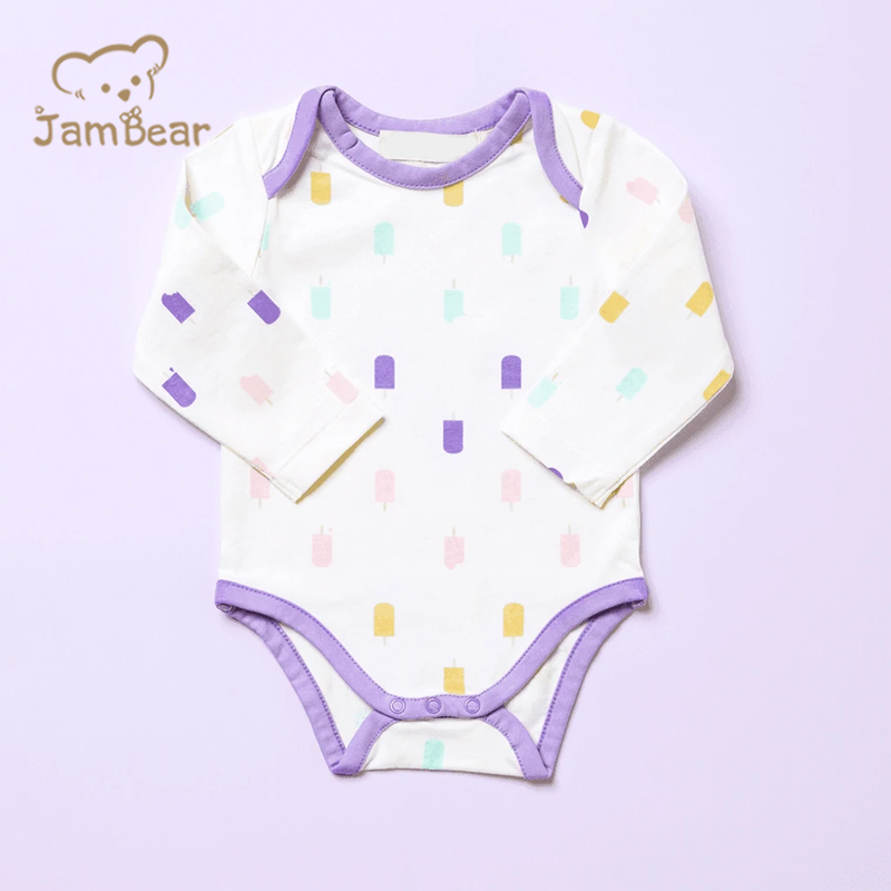 Jambear Baby Summer Snap Romper Organic Cotton Baby Onesie Organic Baby Clothes Printed Bodysuit for Newborn