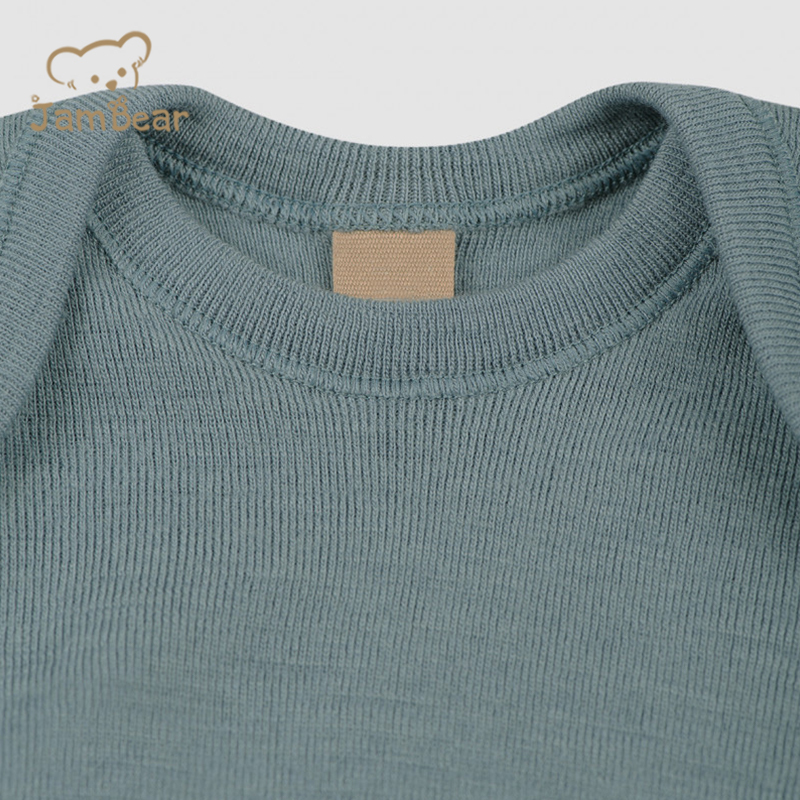 Organic merino knit baby onesie sustainable merino baby romper long sleeve eco friendly organic knitted baby romper