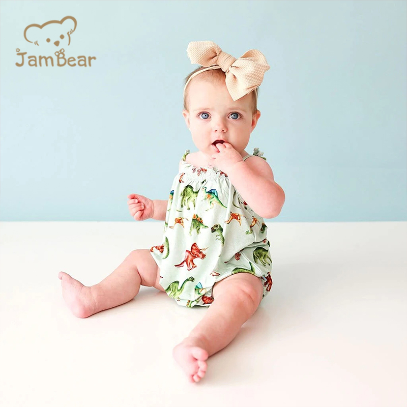 Organic bamboo bubble romper sustainable sleeveless romper baby summer eco friendly singlet romper
