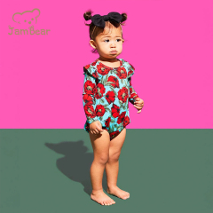 Sustainable long sleeve romper baby organic bamboo bubble romper eco friendly ruffled long sleeve bubble romper