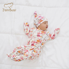 Sustainable ruffled baby romper footie printed organic bamboo baby ruffle zip romper eco friendly ruffles sleepsuit