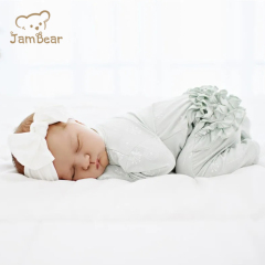 Sustainable ruffled baby romper footie printed organic bamboo baby ruffle zip romper eco friendly ruffles sleepsuit