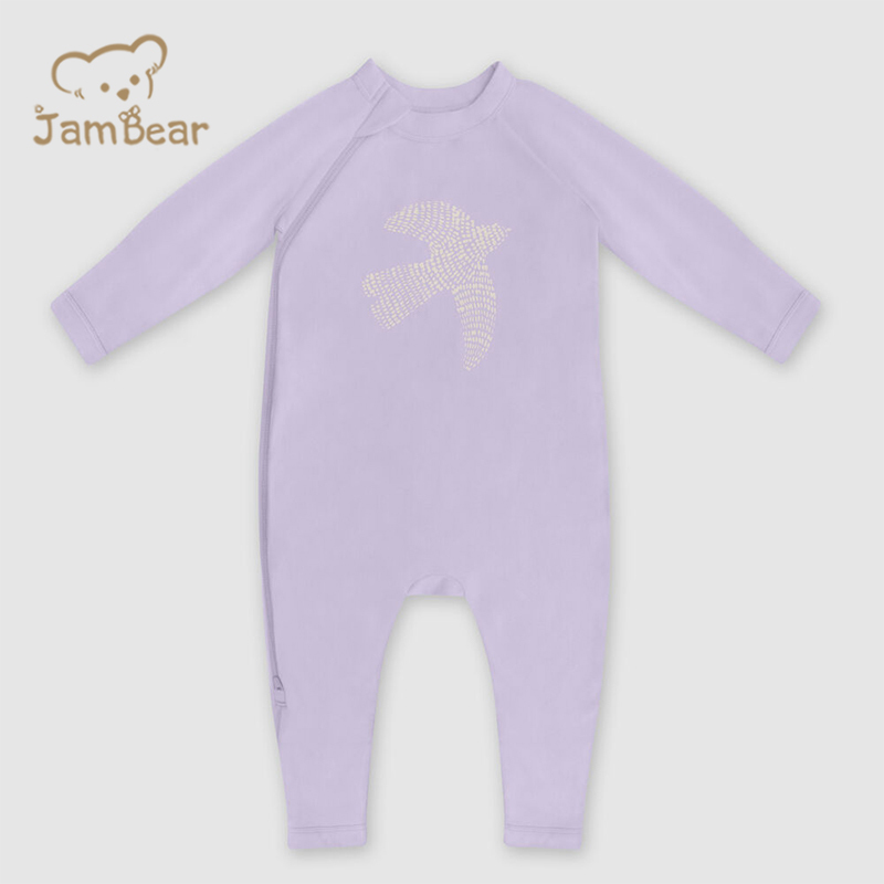 GOTS 100% organic cotton baby romper sustainable baby zipped romper printed eco friendly baby zip sleepsuit