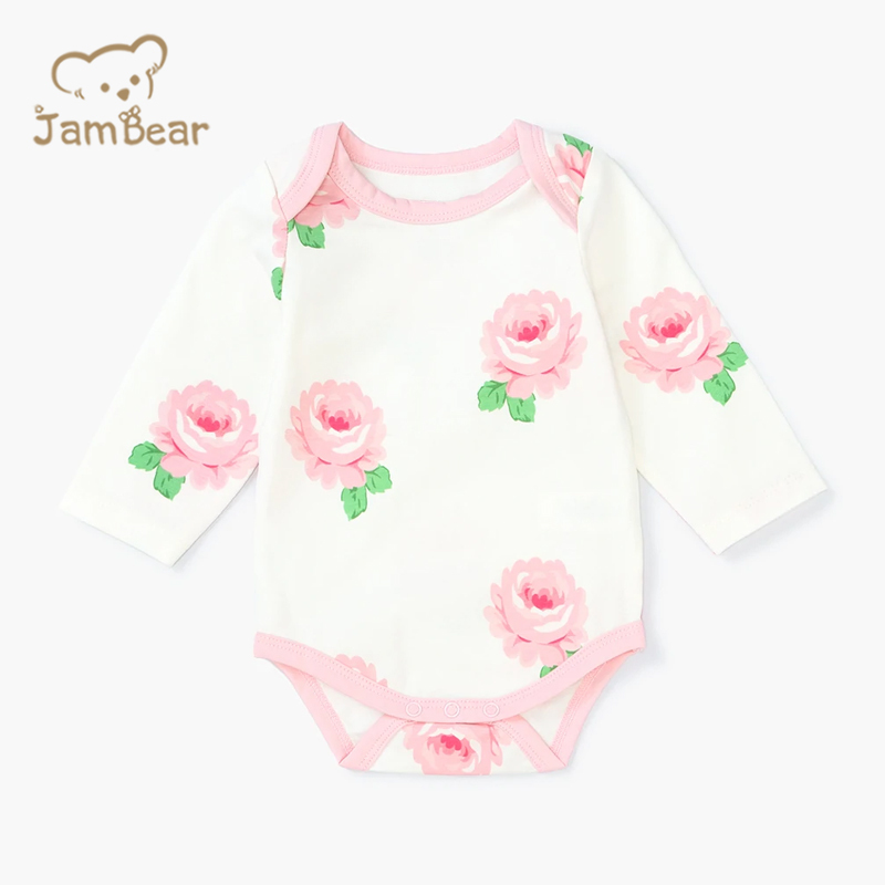 Jambear Organic Cotton Baby Onesie Summer Long Sleeve Baby Suit Organic Baby Clothes Eco-Friendly Toddler Bodysuits