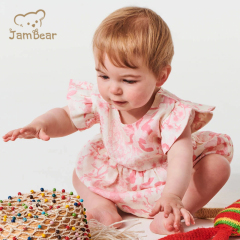 Jambear Ruffled Baby Jumpsuit Eco-Friendly Newbron Onesie Organic Baby Clothes Organic Linen Toddler Bodysuit Summer Baby Romper