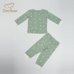 Sustainable baby pyjamas set kids sleepwear 95% organic cotton 5% spandex jersey 200gsm 2 piece pajama silk screen printing