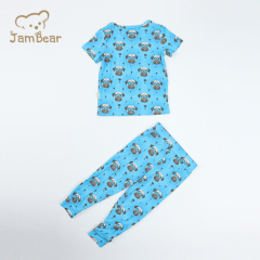 Bamboo pajamas for kids short sleeve kids pajamas baby rompers 95% bamboo 5% spandex jersey 200gsm printed pajamas for toddler digital printing
