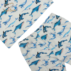 Pajamas bamboo children print bamboo pajamas baby kids lounge set 95% bamboo 5% spandex jersey 200gsm silk screen printing