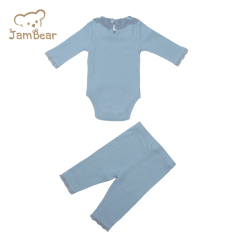 Long sleeve ribbed cotton baby pajamas baby pajamas romper 100% organic cotton ribbed 2x2 boys sleepwear