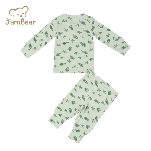 Eco friendly bamboo pajamas for baby kids bamboo pajama 95% bamboo 5% spandex jersey 200gsm toddler sleepsuit silk screen printing