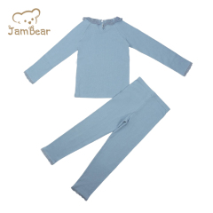 Ribbed baby pajamas sleepwear kids 100% organic cotton ribbed 2x2 kids ribbed loungewear