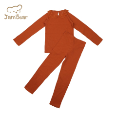 Ribbed baby pajamas sleepwear kids 100% organic cotton ribbed 2x2 kids ribbed loungewear