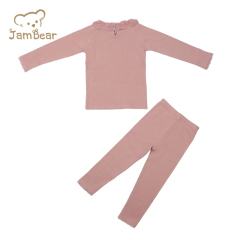 Ribbed baby pajamas sleepwear kids 100% organic cotton ribbed 2x2 kids ribbed loungewear