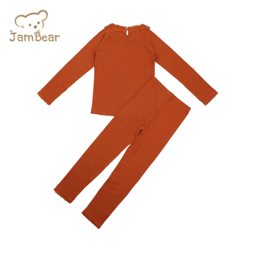 Ribbed baby pajamas sleepwear kids 100% organic cotton ribbed 2x2 kids ribbed loungewear