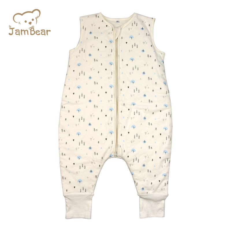 Jambear GOTS 100% Organic cotton interlock 190gsm baby sleeping bag baby sleeping bag with slit legging cotton filling toddler sleeping bag with feet