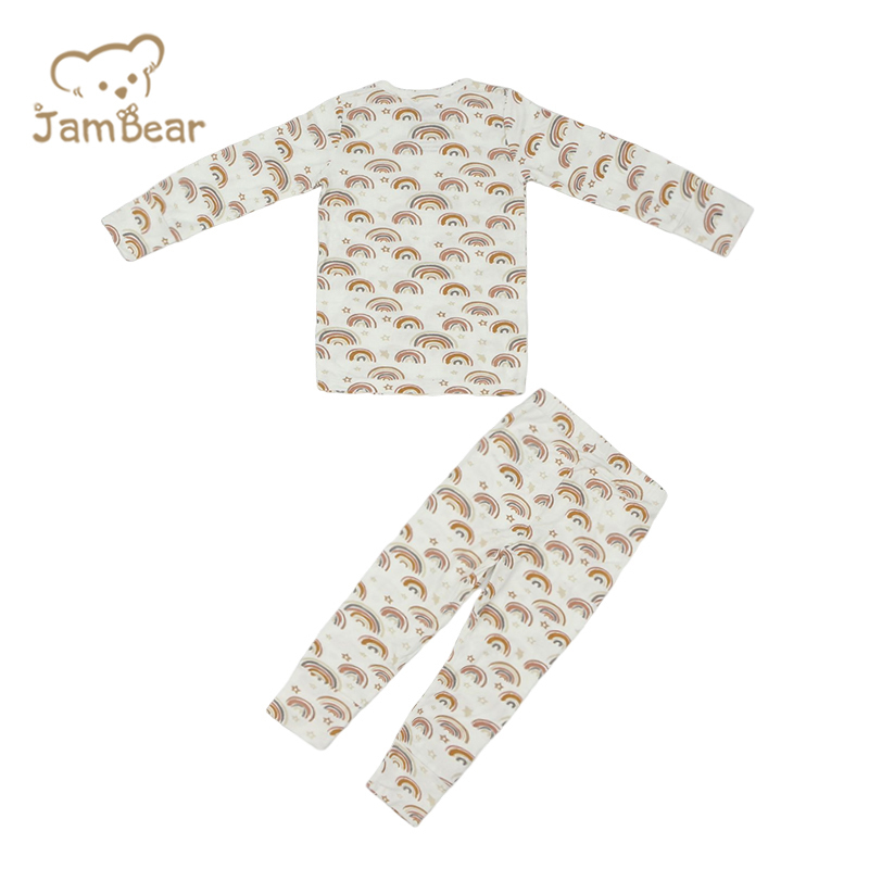 Sustainable sleeping pajamas for kids custom bamboo baby pajamas 95% bamboo 5% spandex jersey 200gsm silk screen printing