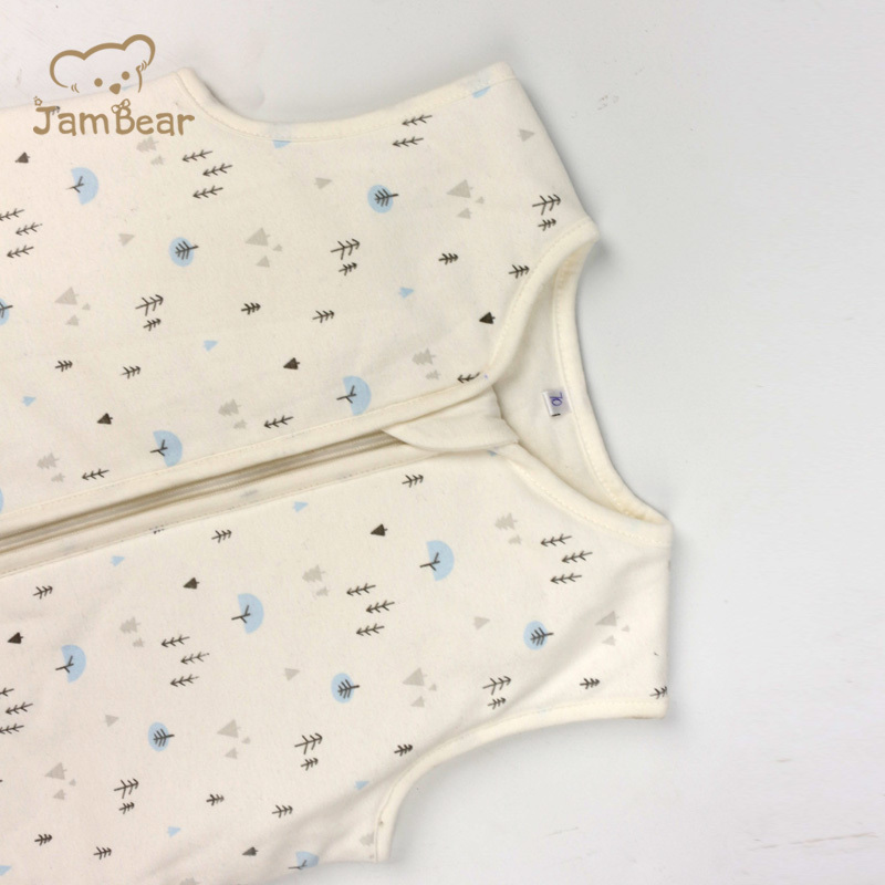 Jambear GOTS 100% Organic cotton interlock 190gsm baby sleeping bag baby sleeping bag with slit legging cotton filling toddler sleeping bag with feet