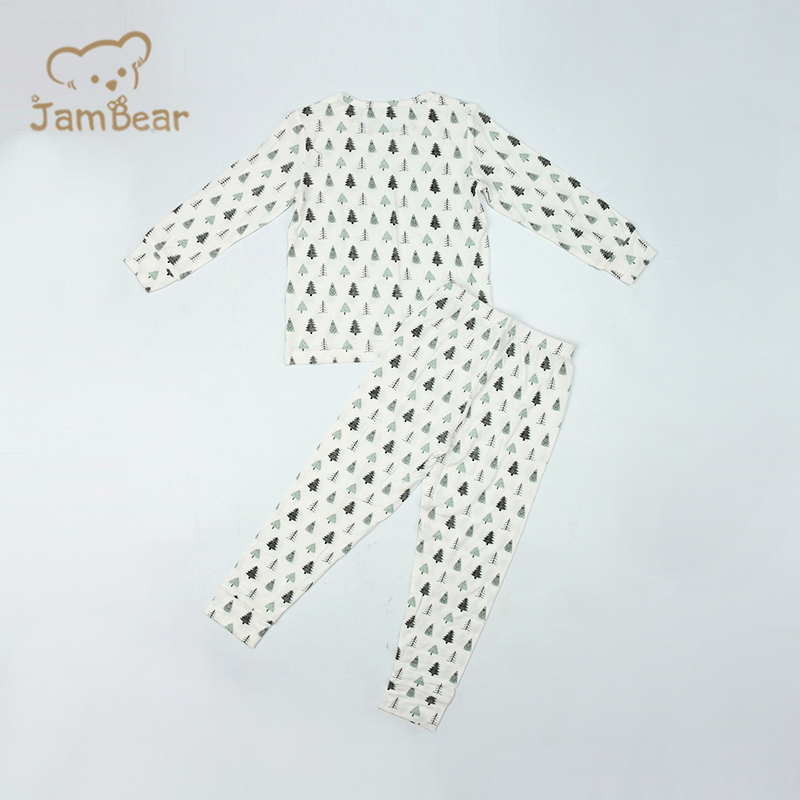 Custom printed bamboo pajamas sustainable bamboo pajama kid 95% bamboo 5% spandex 200gsm baby pajamas silk screen printing