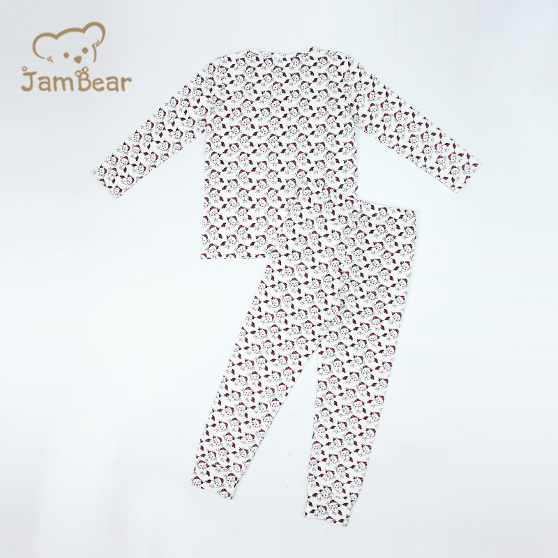 Organic bamboo pajamas for kids long sleeve newborn pajamas 70% bamboo 30% organic cotton 200gsm kids pajamas silk screen printing