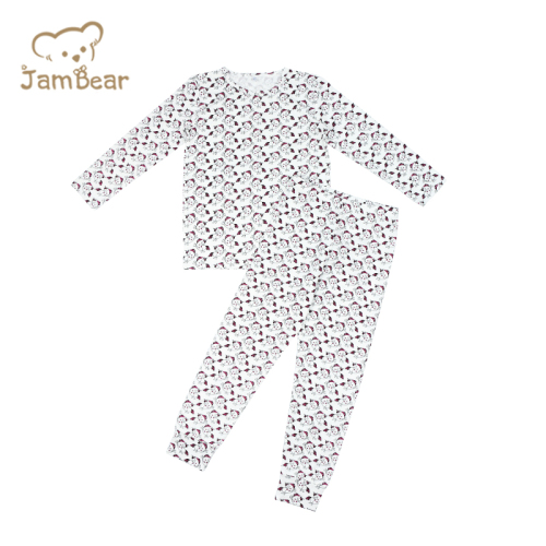 Organic bamboo pajamas for kids long sleeve newborn pajamas 70% bamboo 30% organic cotton 200gsm kids pajamas silk screen printing