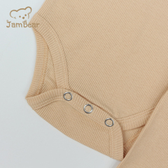 organic ribbed baby pajamas sustainable baby pajamas romper 95% organic cotton 5% spandex 2x2 rib 210gsm baby romper and shorts