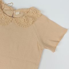 Summer organic ribbed baby pajamas sustainable baby Loungewear 95% orgnaic cotton 5% spandex 2x2 rib 210gdm children pyjamas