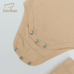 organic ribbed baby pajamas sustainable baby pajamas romper 95% organic cotton 5% spandex 2x2 rib 210gsm baby romper and shorts
