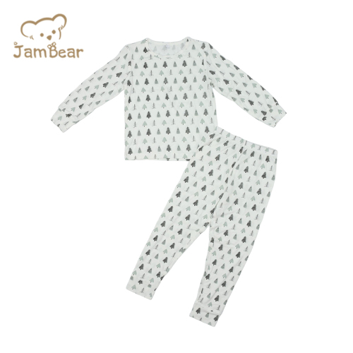 Custom printed bamboo pajamas sustainable bamboo pajama kid 95% bamboo 5% spandex 200gsm baby pajamas silk screen printing