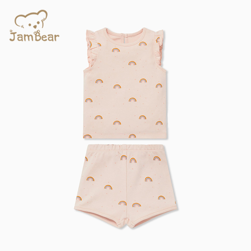 JamBear Summer kids Pajamas Set Organic cotton kids pajamas organic baby clothes 2pk Short Pyjama Sets