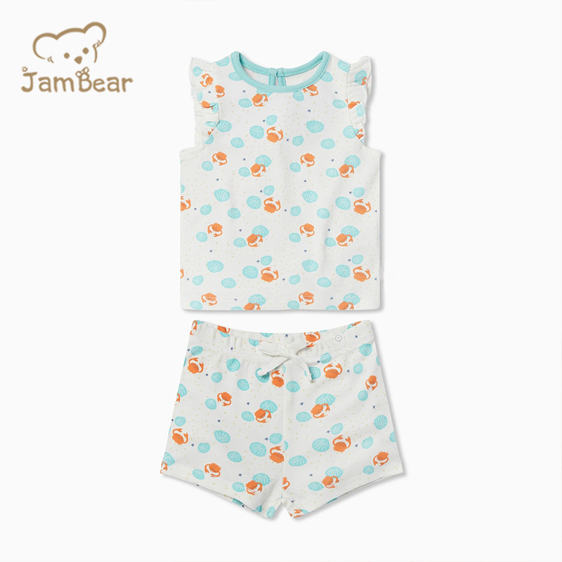 JamBear Summer kids Pajamas Set Organic cotton kids pajamas organic baby clothes 2pk Short Pyjama Sets